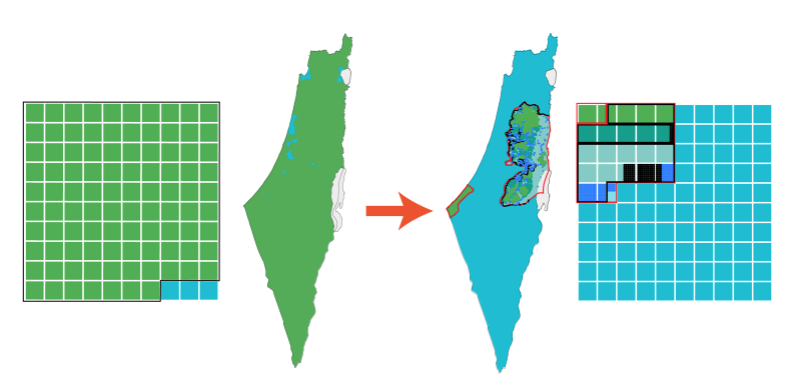 Visualizzazione di come Israele continua a rubare la terra palestinese