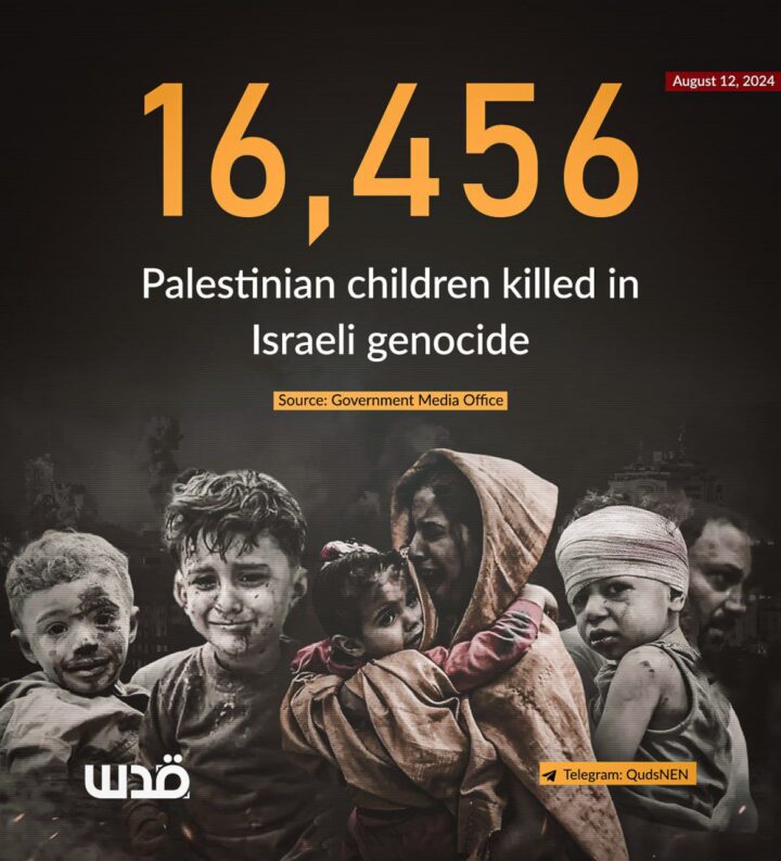 Genocidio israelo-statunitense a Gaza: 312° giorno. Dal 7 ottobre, 16.456 bambini palestinesi uccisi da Israele